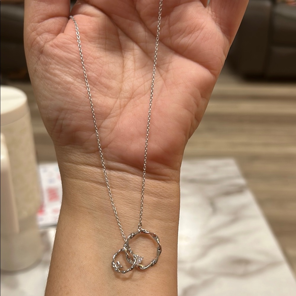 Minimalist Silver Interlocking Circle Necklace